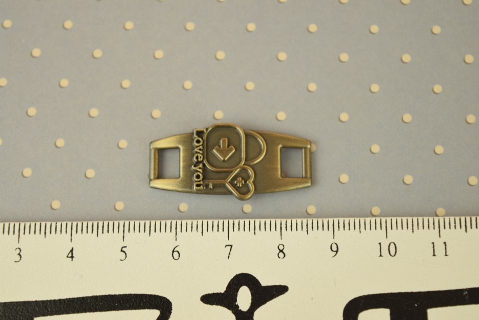 Коннектор для браслета Прямоугольный изогнутый Замок и ключ, Античная бронза 1 шт