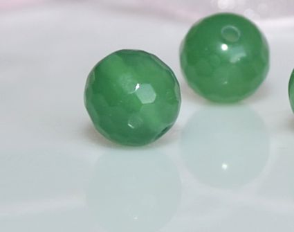 Бусина БК-021, агат, граненный шар 8 мм, 1 шт, зеленый
