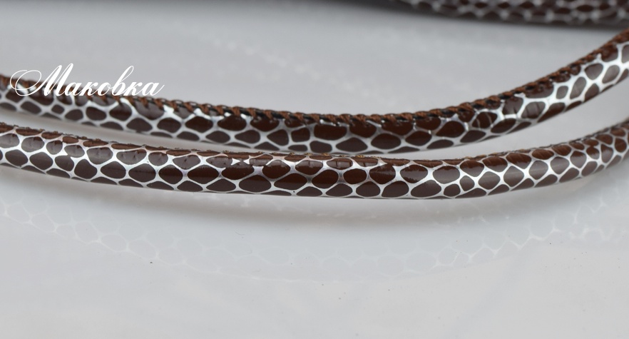 Шнур из искусственной кожи Змеинный узор, 6х7мм коричневый, 1 м