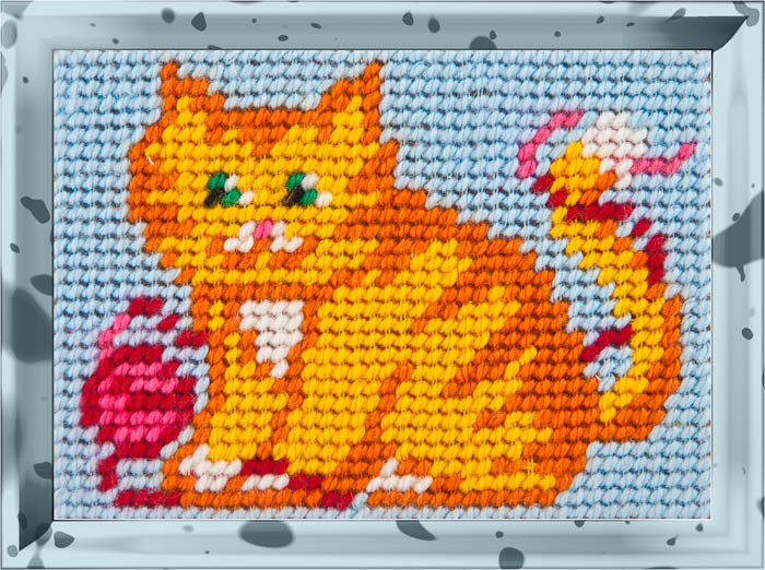 Набор для вишивання с пряжей Bambini X-2110 Рыжий кот с клубком