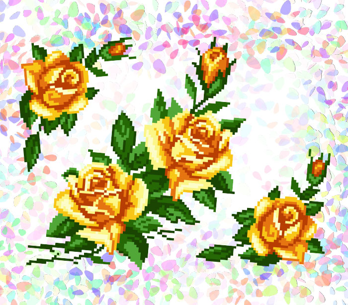 Флизелин водорастворимый с рисунком Желтые розы, 20х30 см, К 208 Confetti 