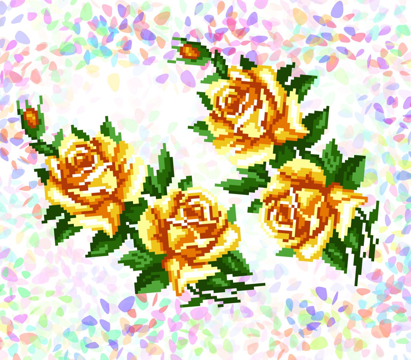 Флизелин водорастворимый с рисунком Желтые розы, 20х30 см, К 212 Confetti 