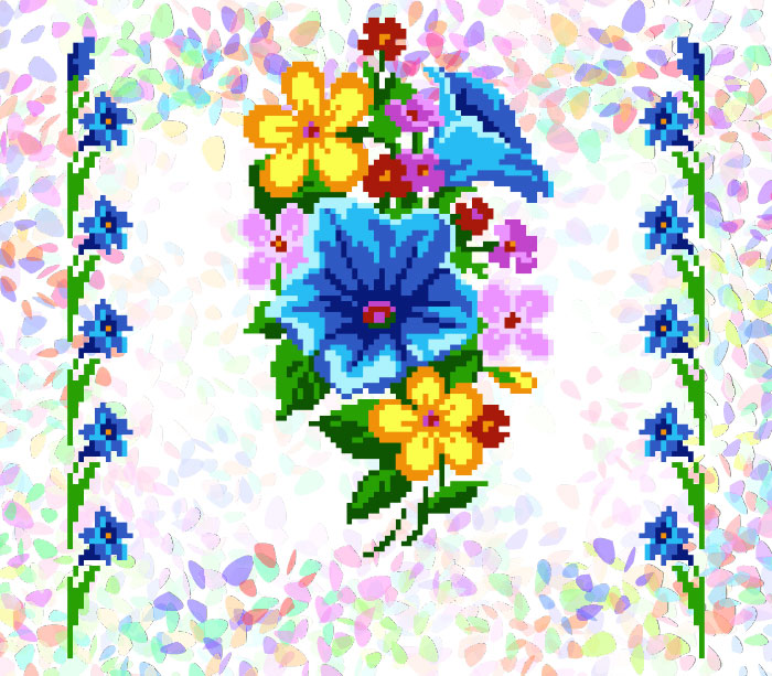 Флизелин водорастворимый с рисунком Букет полевых цветов (3 фраг.) 20х30см, К 223 Confetti