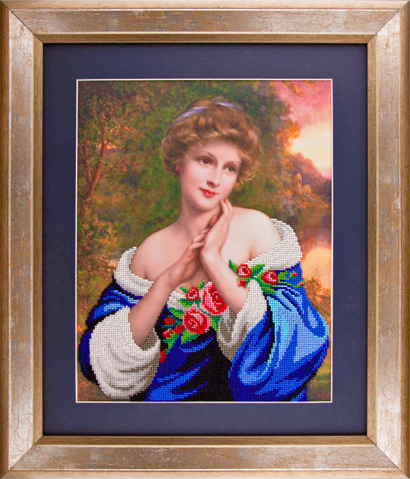 Рисунок на атласе под вышивку бисером Летняя роза, 30х40 см,  А-517, Ангелика 