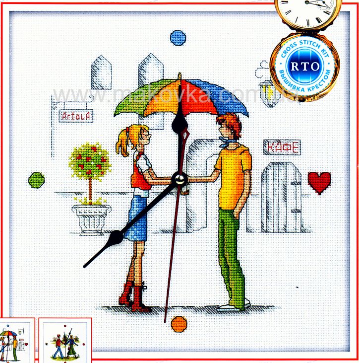 Набор для вышивания часов Встреча под зонтом РТО