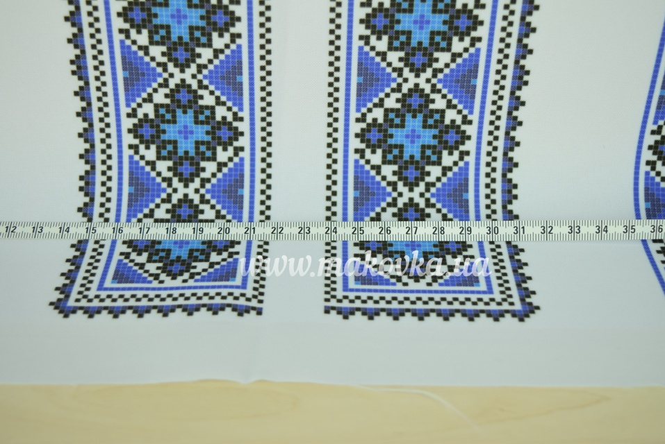 ЧБ-546-г Сине-голубой орнамент Вставка с рисунком для вышивки Мужской сорочки , Бісерок