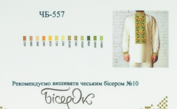 ЧБ-557 Желуди и орнамент Вставка с рисунком для вышивки Мужской сорочки , Бісерок