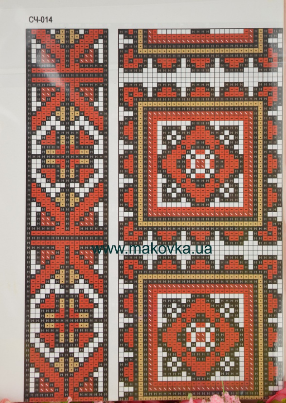 Схема бумажная Сорочка мужская СЧ-014 красно-черный орнамент, размер 42-56, ВДВ